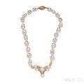 18kt Gold Pearl and Diamond Necklace