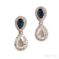 18kt White Gold Sapphire and Diamond Earrings