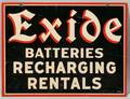 Exide Batteries Recharging Rentals Doublesided Enamel Sign