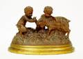 Terra Cotta Figural Group w Satyr Boy  Goat