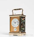 Tiffany  Co Gilt and Porcelain Panel Hourrepeating Carriage Clock