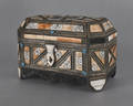 Middle Eastern brass and bone mounted casket