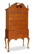 New England Queen Anne bonnet top maple highboy