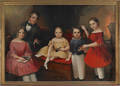 New York oil on canvas portrait of five children in an interior