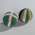 Two Lakota Beaded Hide Balls