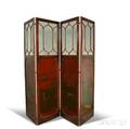 Continental Chinoiseriedecorated Glazed and Lacquered Fourpanel Screen