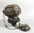 Pierced Metal Hanging Lantern with Cherub Heads