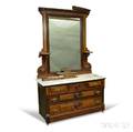 Renaissance Revival Carved Walnut and Marbletop Mirrored Bureau
