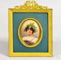 Framed Porcelain Portrait Plaque Depicting a Woman