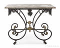 French iron and marble bakers table late 19th c