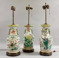 Three Chinese Export Famille Rose Porcelain Vases