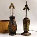 Champleve Table Lamp and a Painted Ceramic Table Lamp