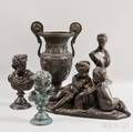 Four MaitlandSmith Bronzed Cast Metal Figures and an Urn