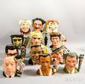 Twelve Royal Doulton Ceramic Character Jugs