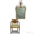 Neoclassicalstyle Carved and Gilt Mirror and a Georgianstyle Paintdecorated Armchair