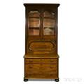 Renaissance Revival Glazed Walnut DeskBookcase