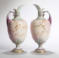 Pair of Worcester Porcelain Prismatic Enamels Ewers