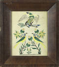 Pennsylvania watercolor of a spread winged eagle above song birds mid 19th c