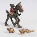 Two Hagenauer Bronze Foxes and a Jockey