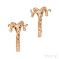 14kt Gold Rams Head Hoop Earrings
