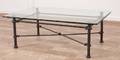 Steel Base Coffee Table w Glass Top