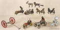 Miscellaneous cast iron toy parts and pieces