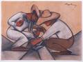 Diego Rivera Chalk Mural Study of Men Working