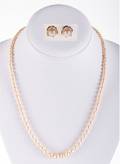Graduated Pearl 14K Necklace  Earrings Pair