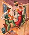 Thomas Hart Benton Homage Oil On Canvas