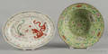Chinese export porcelain green ground bowl 19th c