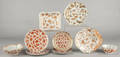 Nine pieces of Chinese export orange sacred bird and flower porcelain 19th c