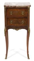A Louis XVI Style Marble Top Side Cabinet