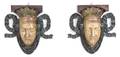 A Pair of Italian Painted and Carved Mask Wall Brackets