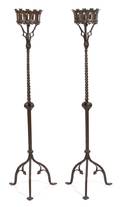 A Pair of Gothic Style Ironwork Torchieres