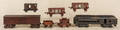 Seven cast iron train cars