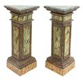 A Pair of Italian Faux Marble Painted Triangular Pedestals