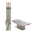 A Modern Brushed Metal Fireplace Tool Set with Log Holder