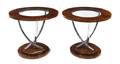 A Pair of Art Deco Rosewood Chrome and Glass Occasional Tables