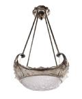 An Art Deco Frosted Glass and Silvered Bronze Fixture