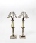A Pair of American Silver Candlestick Lamps