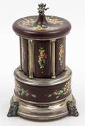 A Swiss Enameled SilverPlate Musical Humidor