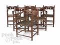 Set of six mahogany rush seat armchairs