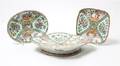 Three Chinese Export Rose Medallion Dishes