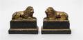 A Pair of Italian Faux Giltwood and Marble Bookends