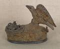 Cast iron eagle and eaglets mechanical bank