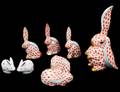 SEVEN HEREND PORCELAIN RABBITS