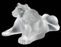 LALIQUE FROSTED GLASS TAMBWEE LION CUBS