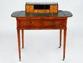 FINE GEORGE III ELM AND SATINWOOD LADIES WRITING DESK