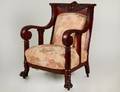 AMERICAN EMPIRE REVIVAL STAINED WOOD ARMCHAIR