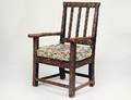 GEORGIAN PROVINCIAL CARVED OAK ARMCHAIR